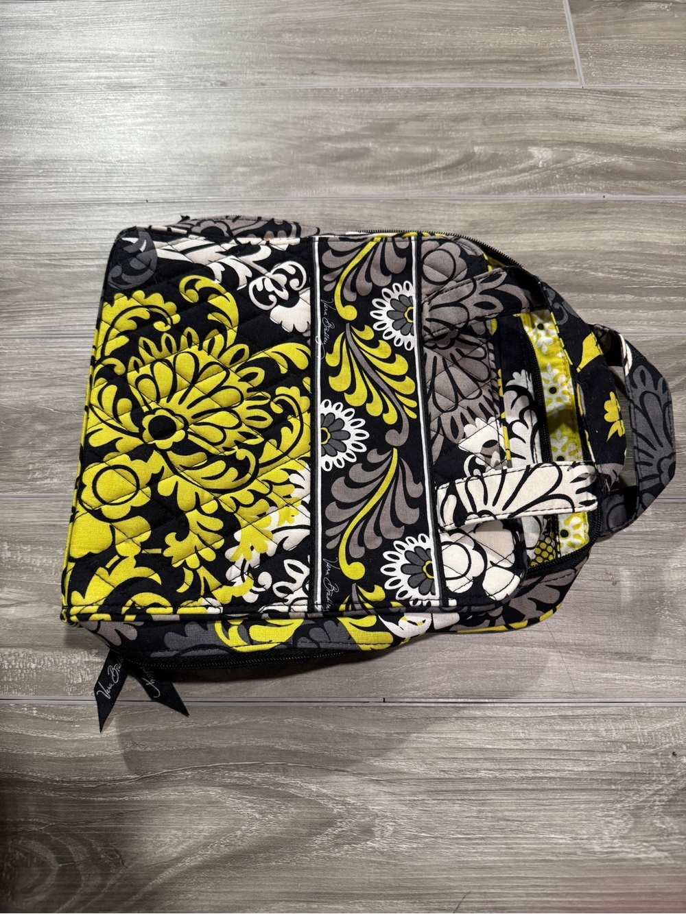 Vera Bradley Black Yellow Floral Quilted Travel organizer